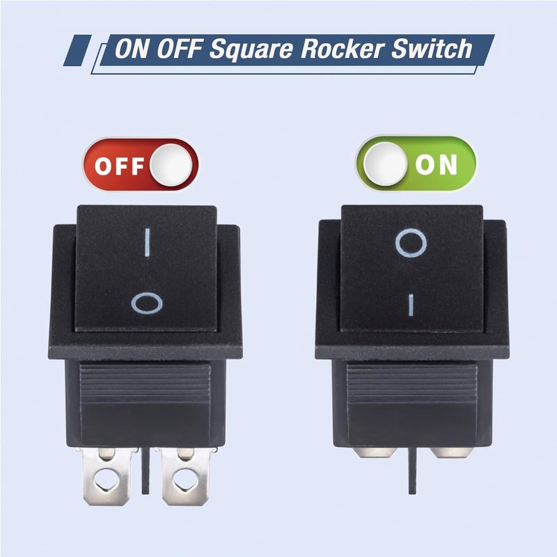 VEXUNGA KCD4 Rocker Switch 4 Pin 2 Position DPST On Off Black Mini Boat Rocker Switch 20A 125VAC 16A 250VAC Snap-in Square Toggle Switches for Car Marine Home Appliances (Pack of 6pcs) - Image 4